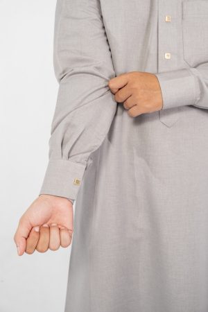 Gray Winter China Collar Metal Butt Cuff