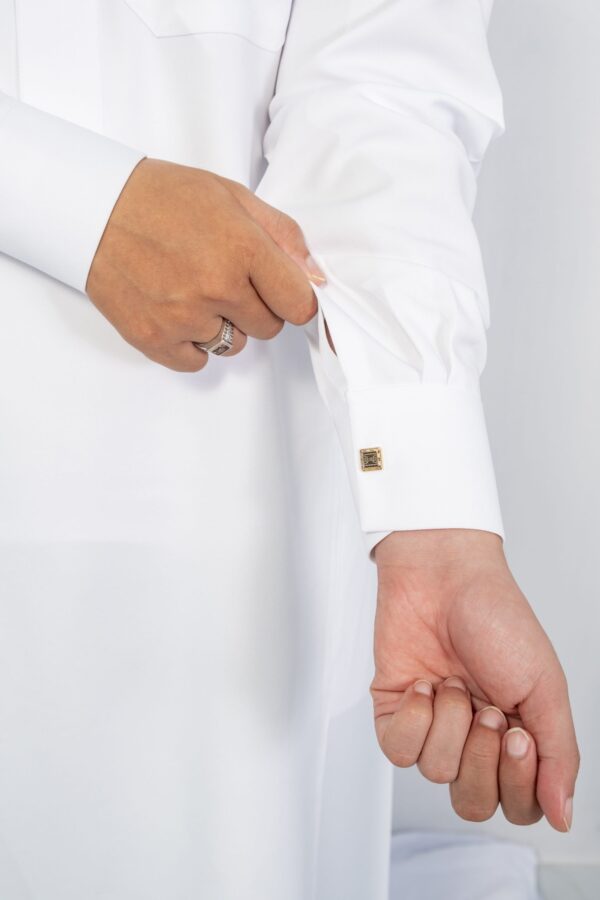 White Winter China Collar Metal Butt Cuff