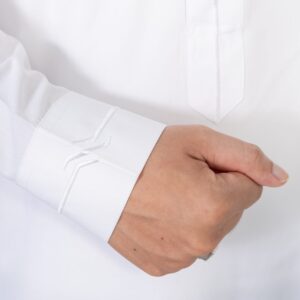 White Classic Shirt Collar Embroidery Cuff Thobe
