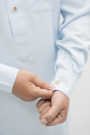 Sky Blue Winter China Collar Metal Butt Cuff