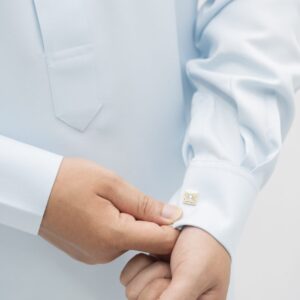 Sky Blue Winter China Collar Metal Butt Cuff