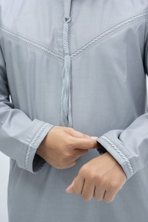 Light Ash Classic Band Collar Thobe