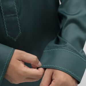 Dark Green Classic China Collar Embroidery Thobe